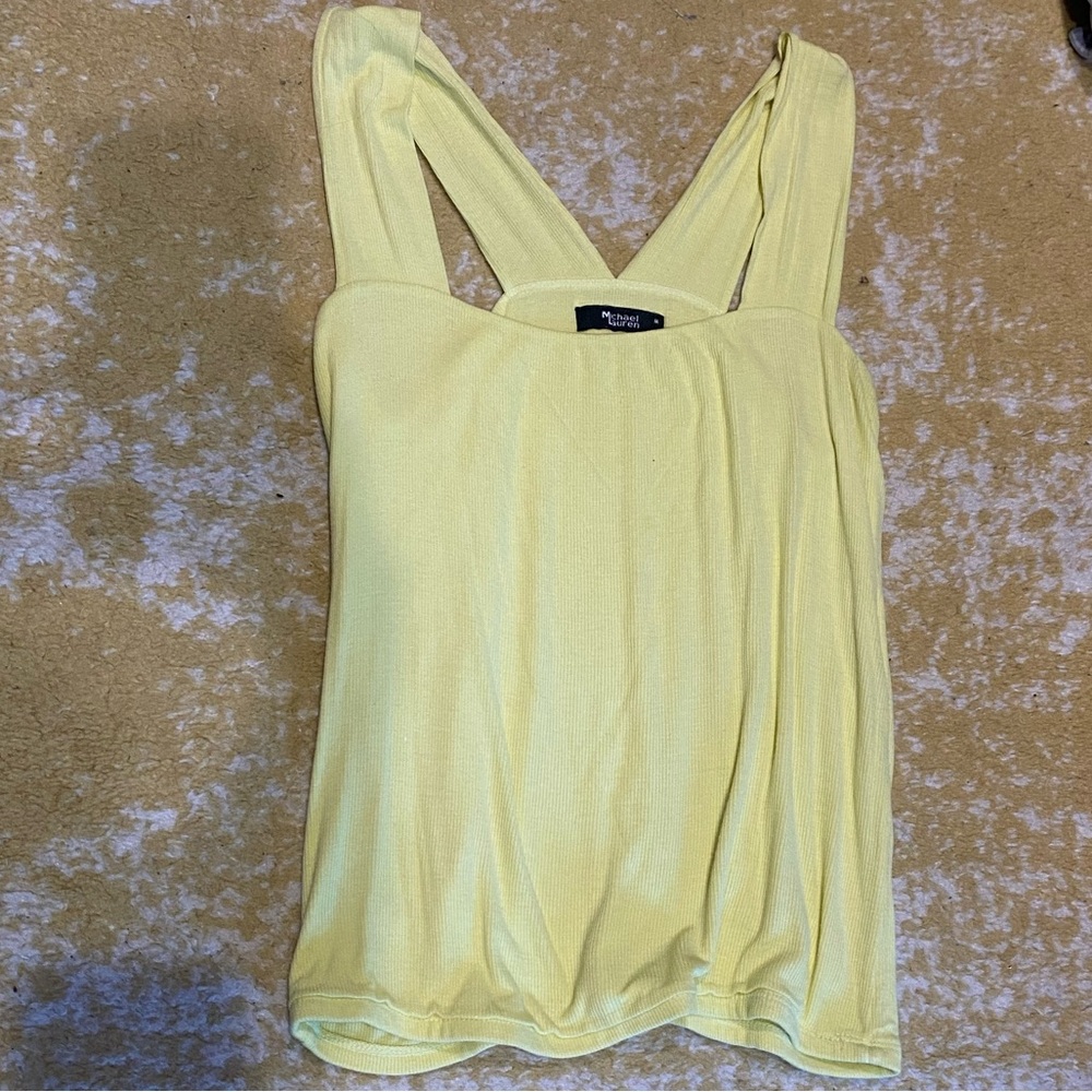 Michael Lauren Ribbed Yellow Tank Top